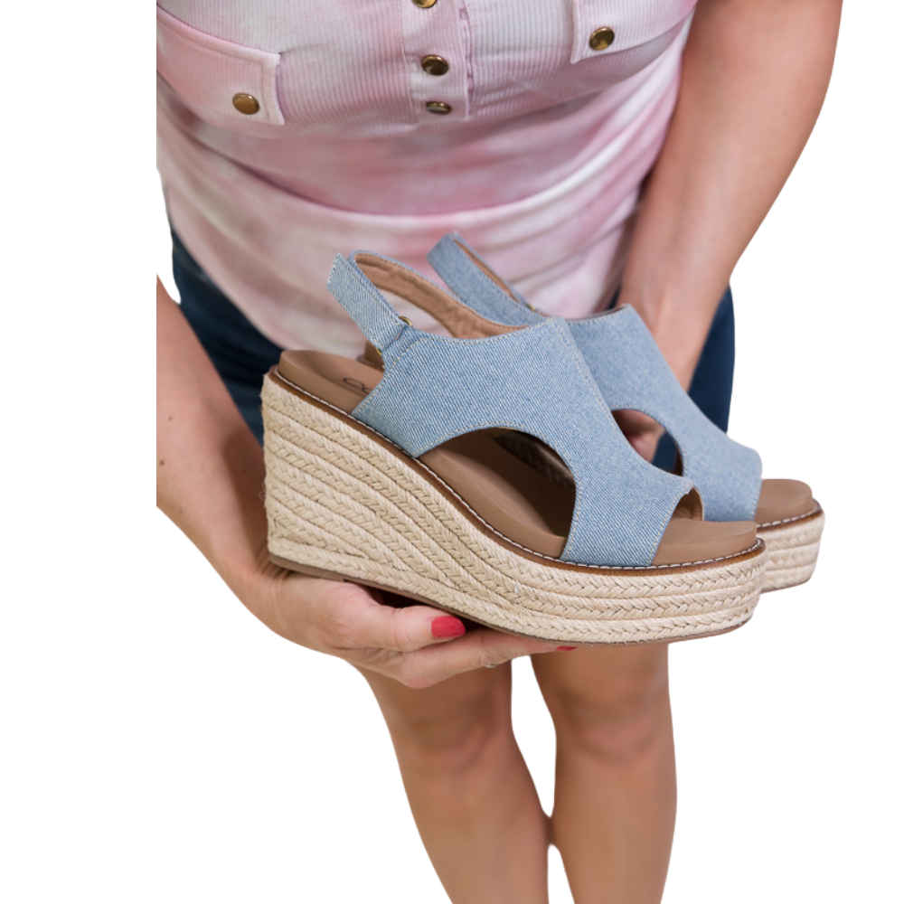 Freddie Wedges in Denim