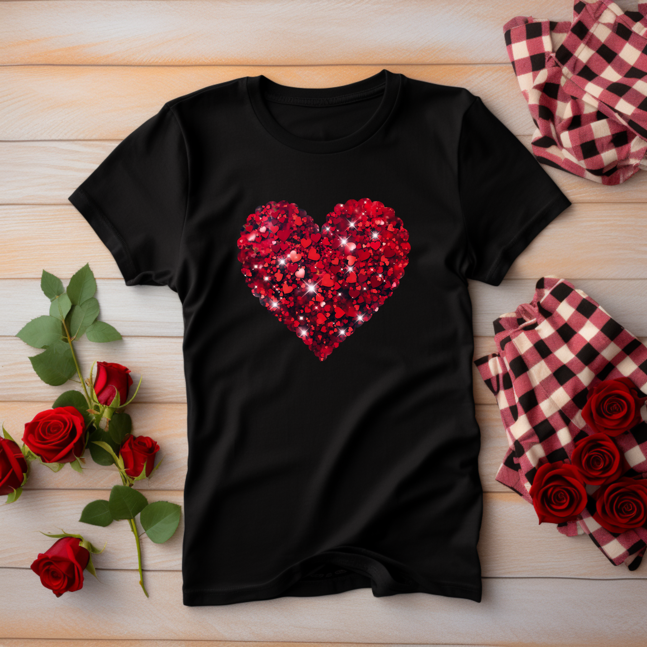 Valentines Glitter Heart Graphic Tee