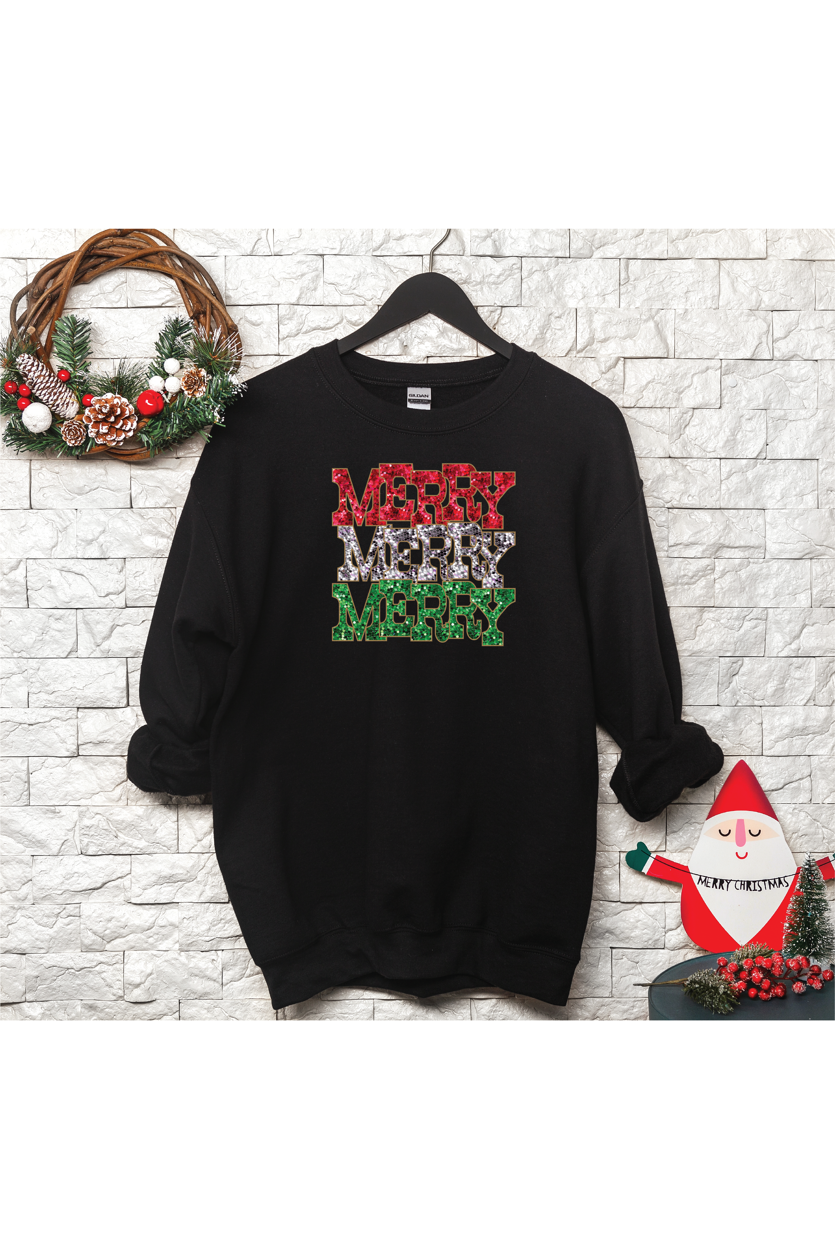 Merry Faux Sequins Crewneck