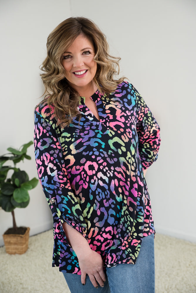 Rainbow Leopard Lizzy Top