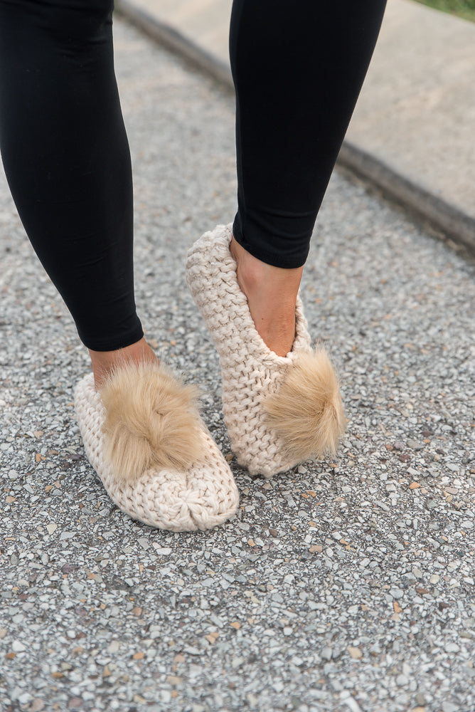Knit for You Slippers in Ivory