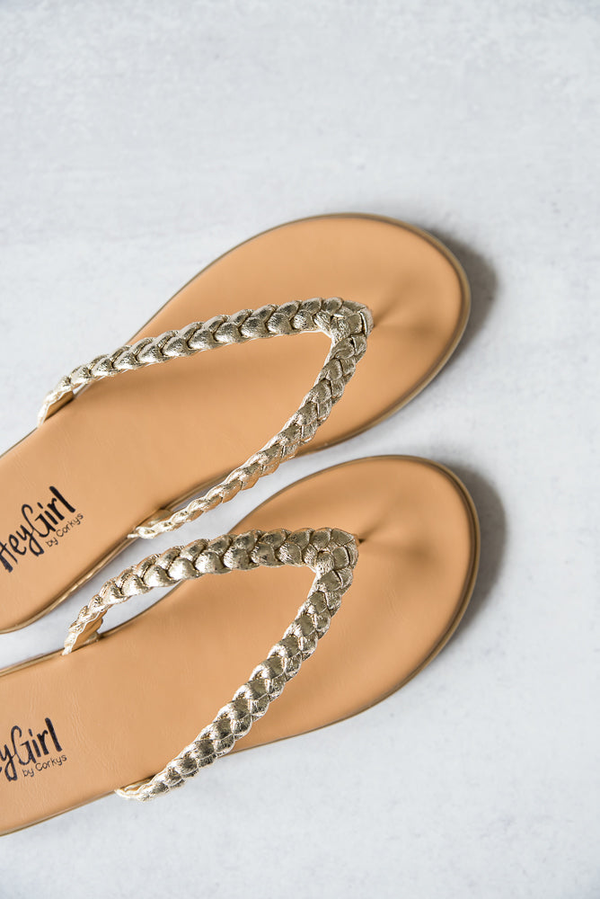Pigtail Sandals in Gold