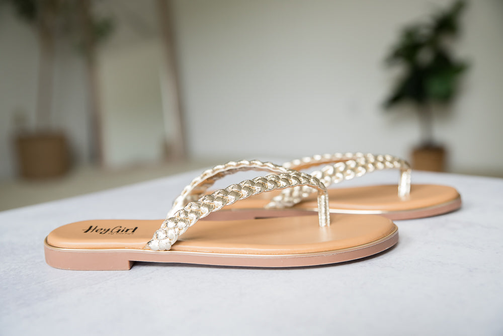 Pigtail Sandals in Gold