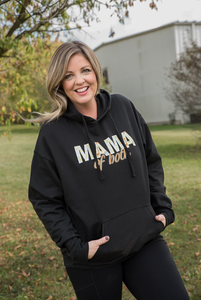 Mama of Both Graphic Hoodie in Black