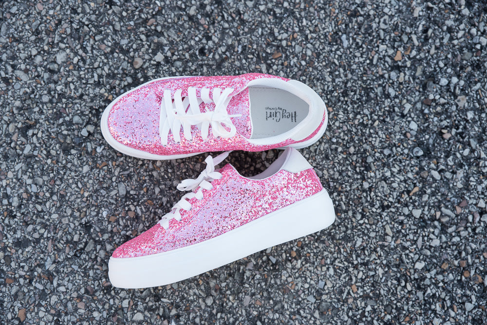 Glaring Sneakers in Pink Glitter