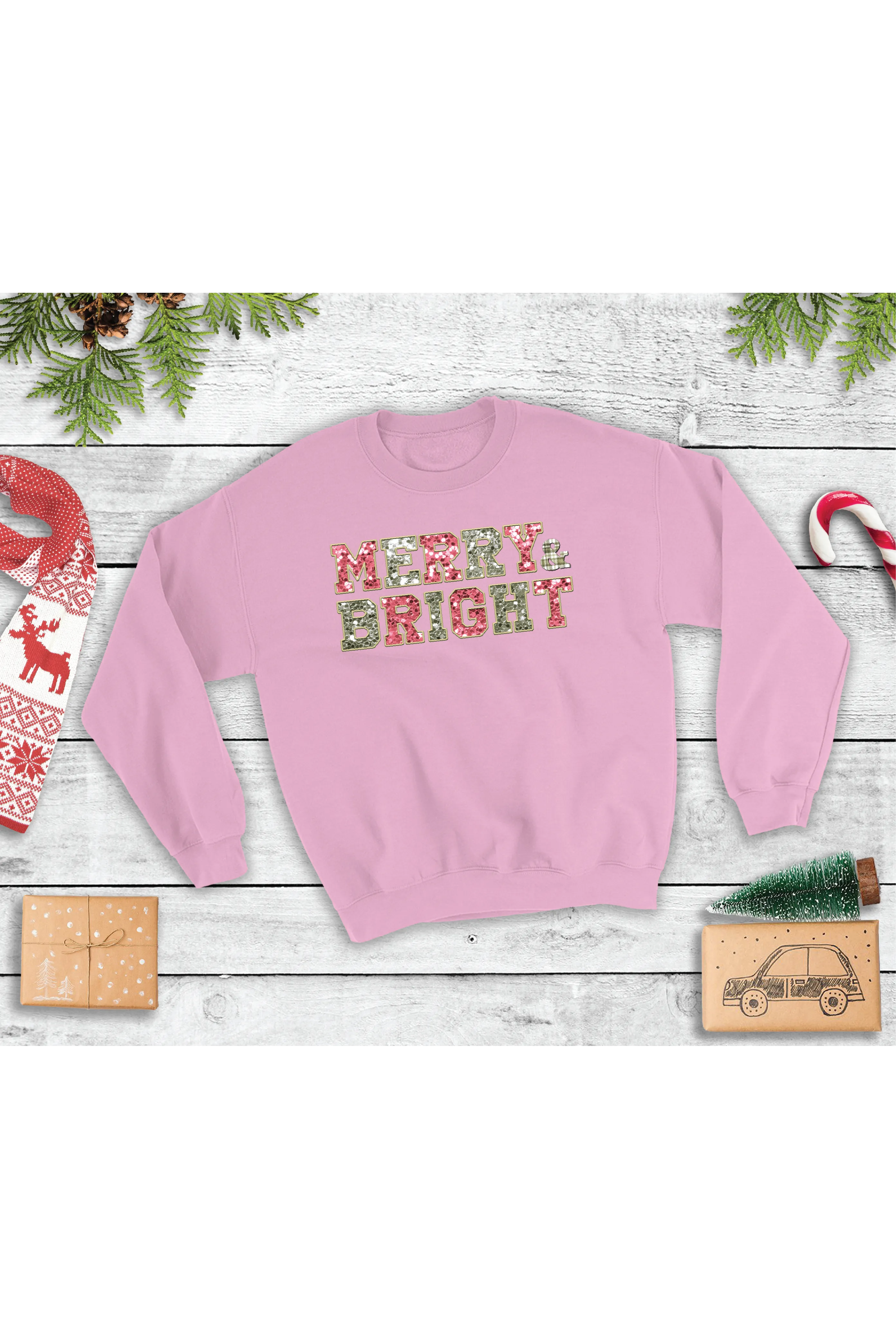 Merry & Bright Faux Sequins Crewneck