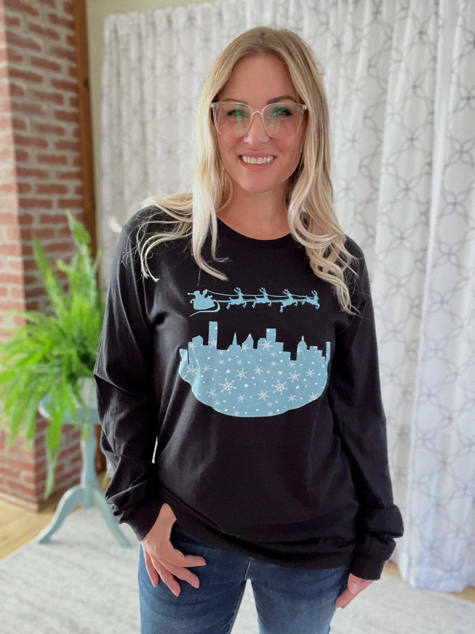 Santa's Sleigh Long Sleeve Graphic Tee