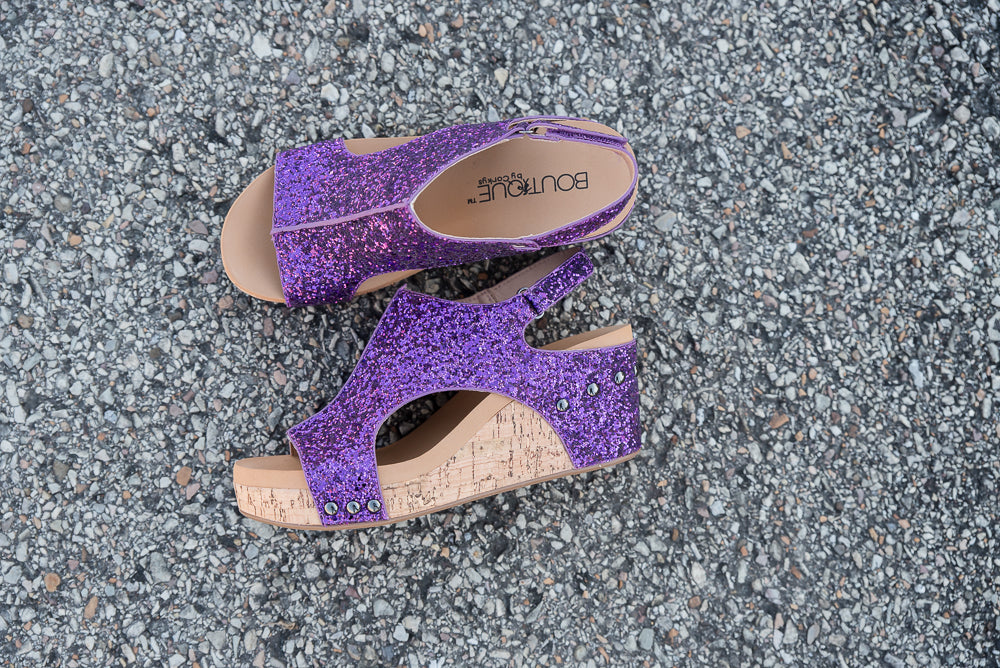Purple Glitter Carley Wedges